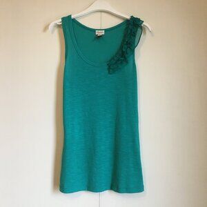 Y2K Dynamite Aquamarine Ruffle Shoulder Tank Top